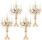 20.3'' Tall 5 Arm Candelabra Centerpiece for Table, Metal Elegant Candle Holder, Retro Candlestick Table Centerpieces for Party, Events, Home, Wedding Decor (4, Gold)