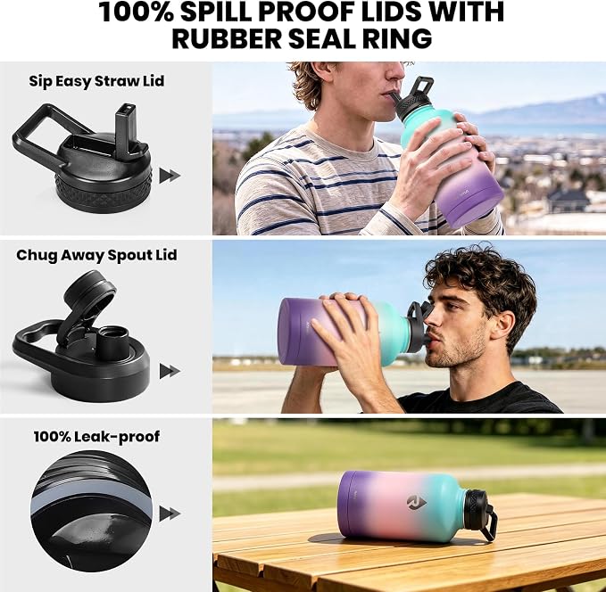 RAYMYLO Insulated Water Bottle 64 oz, Triple Wall Vacuum Stainless Steel | - Image 3
