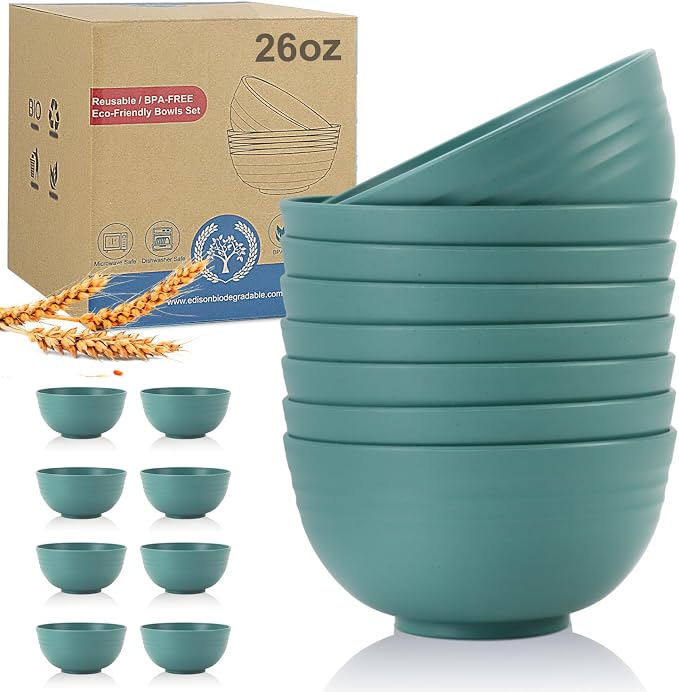 Wheat Straw Bowl Sets, Microwave and Dishwasher Safe Bowls, Kids Bowl suitable by WROVA