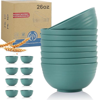 Wheat Straw Bowl Sets, Microwave and Dishwasher Safe Bowls, Kids Bowl suitable by WROVA