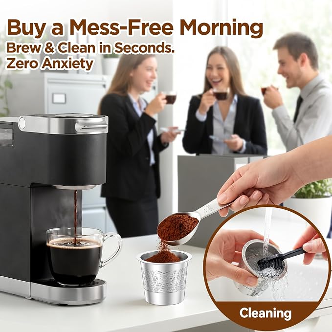 CAPMESSO Reusable K Cups for Keurig: NO Grit Stainless Steel Coffee Pod 4PC | - Image 7
