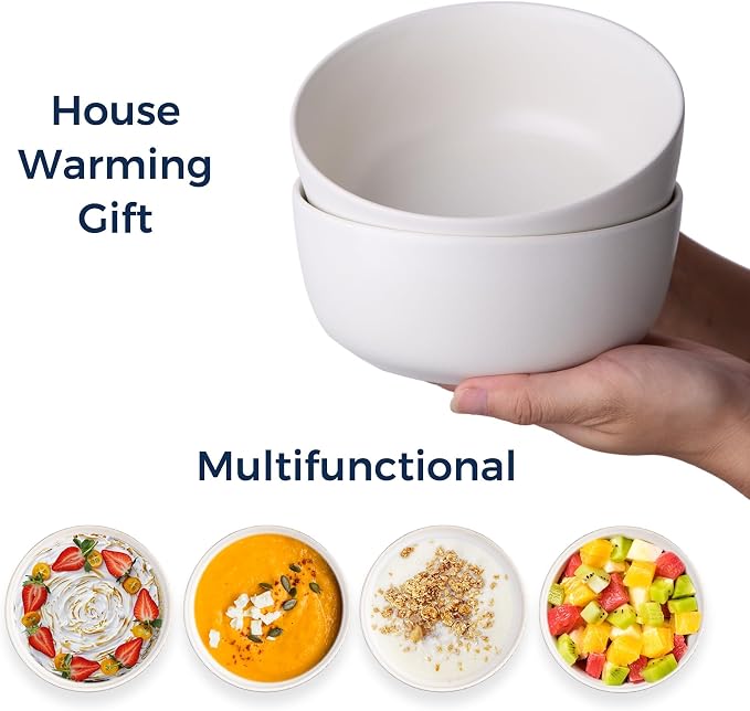 AmorArc Stoneware Cereal Bowls Set of 6, 26oz Soup Ceramic Bowls Set | Modern - Image 4