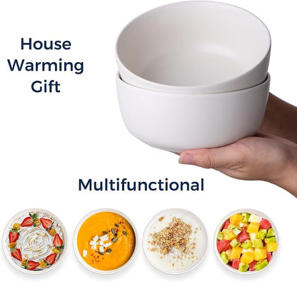 AmorArc Stoneware Cereal Bowls Set of 6, 26oz Soup Ceramic Bowls Set | Modern - Image 4
