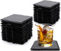 24 PCS Square Slate Drink Coasters Set, SIJDIEE 4 Inch Laser Engraving Black by SIJDIEE