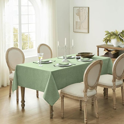 Softalker Sage Green Tablecloth Rectangle 70x52 Inch Outdoor Table Cloths Linen Textured Stain and Wrinkle Resistant Decorative Dining Table Cover Waterproof for Spring,Easter,Party,Birthday,Coffee