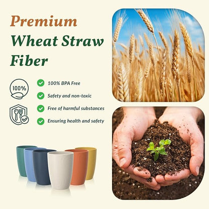 Homienly Wheat Straw Cups Unbreakable Plastic Cups Reusable Drinking Cups - Image 4