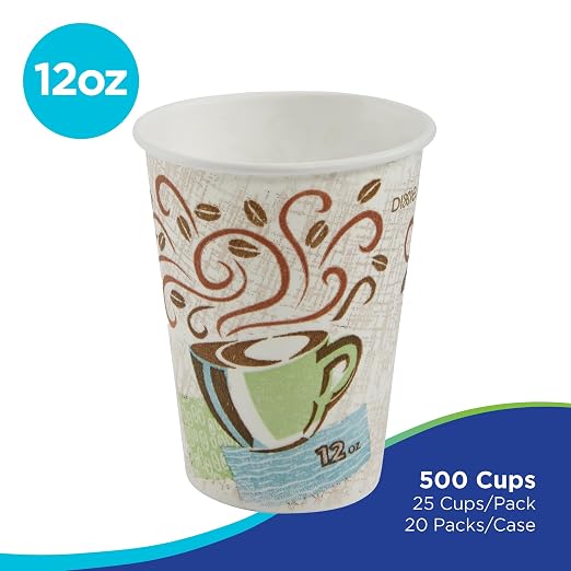 Dixie PerfecTouch 12 oz Paper Coffee Cups By GP PRO, Coffee Haze Design - Image 2