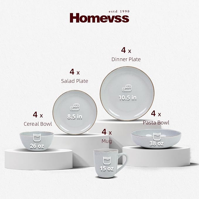 Stoneware Euro-Nordic 20pc Dinnerware Set, Shiny White - Image 2