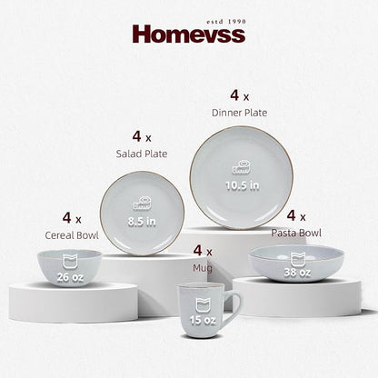 Stoneware Euro-Nordic 20pc Dinnerware Set, Shiny White - Image 2