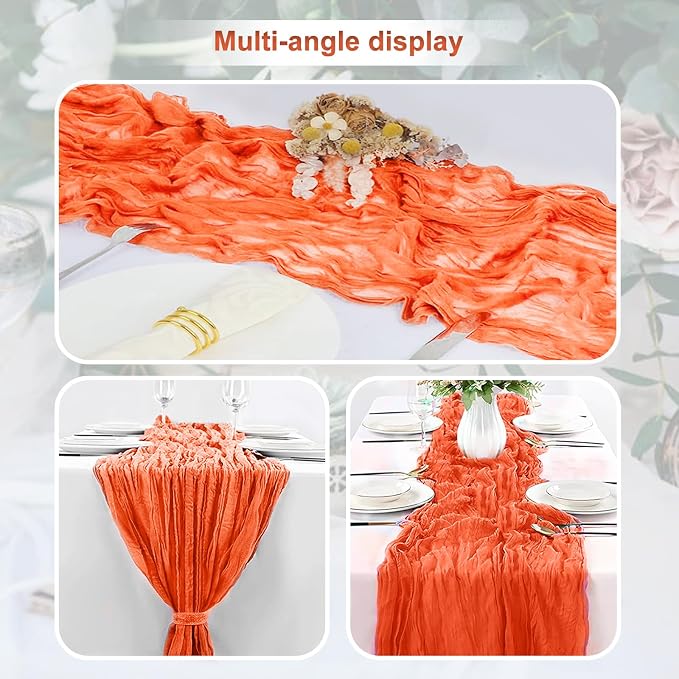 6 Pack Orange Cheesecloth Table Runner 35x120 Inch 10Ft Rustic Gauze Cheese - Image 6
