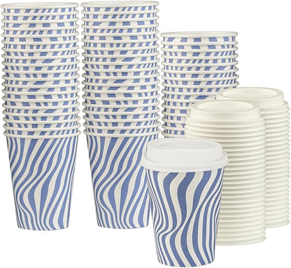 Disposable Coffee Cups with Lids, To Go Paper Hot Cups, Cocoa by SMYGOODS