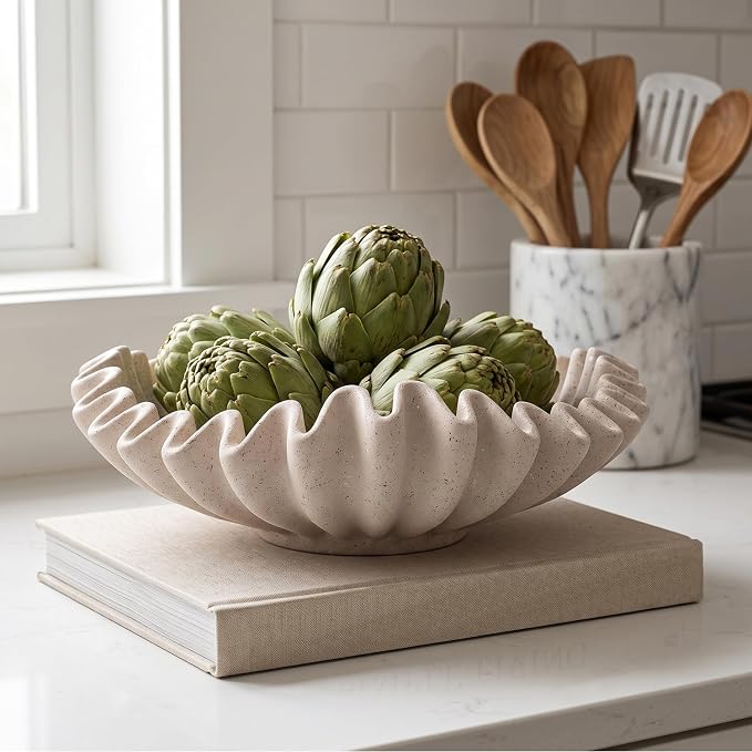 Decorative Bowl for Coffee Table, Modern Handcraft Ruffle Entryway Key Bowl | by FESTGLOX