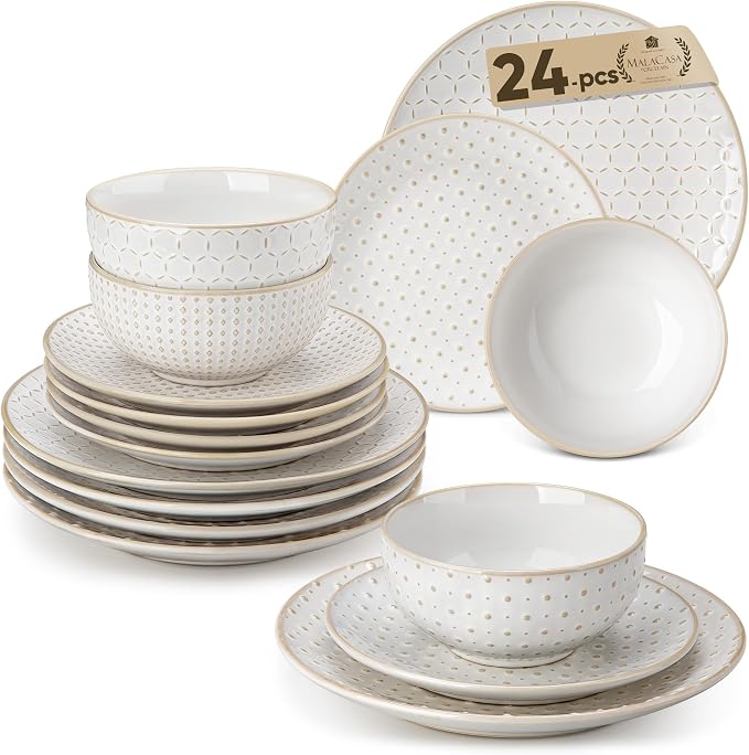 MALACASA 24-Piece Farmhouse Dinnerware Set by MALACASA