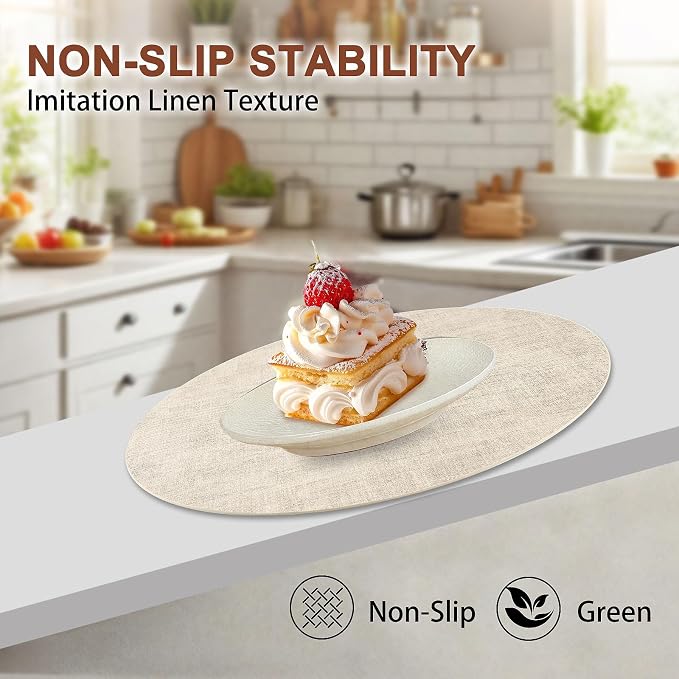 Round Faux Leather Placemats and Coasters, Reversible Heat Resistant Non-Slip - Image 4