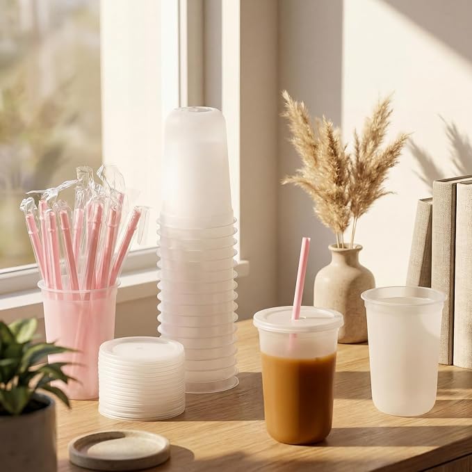 Lounsweer 15 Pcs Clear Reusable Cups - Image 2