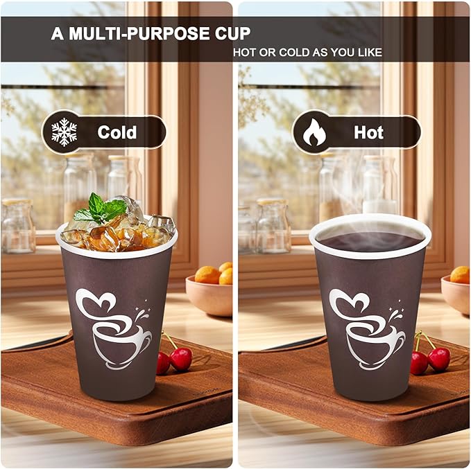 Clawsoff 16 oz 180 Count Paper Coffee Cups Disposable Hot Coffee Cups Brown | - Image 3