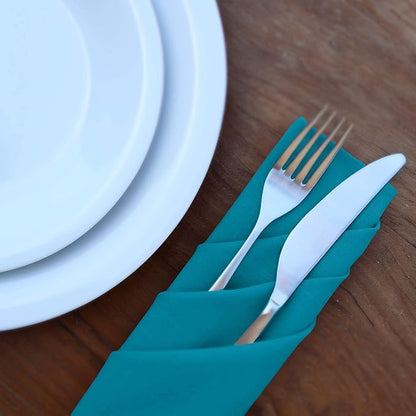 Ruvanti Cloth Napkins Set of 12, 18x18 Inches Napkins Cloth Washable, Soft, Durable, Absorbent, Cotton Blend. Table Dinner Napkins Cloth for Hotel, Lunch, Restaurant, Weddings, Events, Parties - Teal