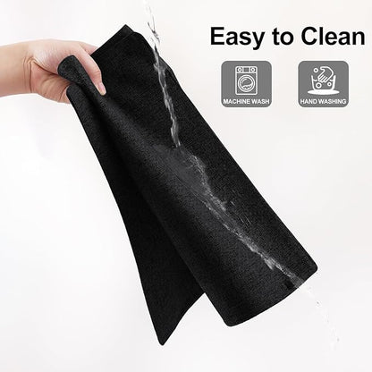Homaxy Cloths Placemats for Dining Table Set of 6, Heat Resistant Washable Cotton Linen Blend Table Mats, Easy to Clean Place Mats for Indoor Outdoor Party Kitchen Decoration, 13" x 19", Black