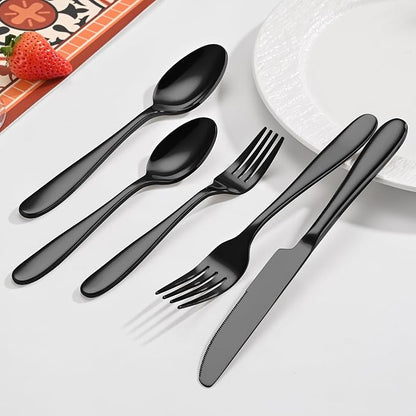 20-Piece Black Silverware Set, Flatware Set - Image 3
