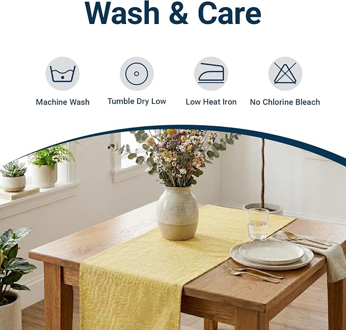 Q&J Fabric Co. Linen-Textured Table Runner 1 Pack 13x36 Inch Gold | Polyester - Image 5