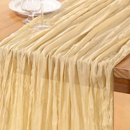 DeZerlor Champagne Cheesecloth Table Runner 1 Pack Summer Boho Runner | by DeZerlor