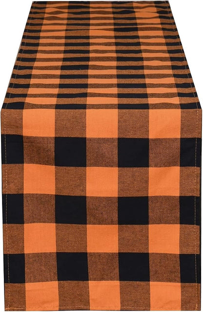 Tosewever Halloween Buffalo Check Plaid Table Runner, Cotton Polyester Blend by Tosewever