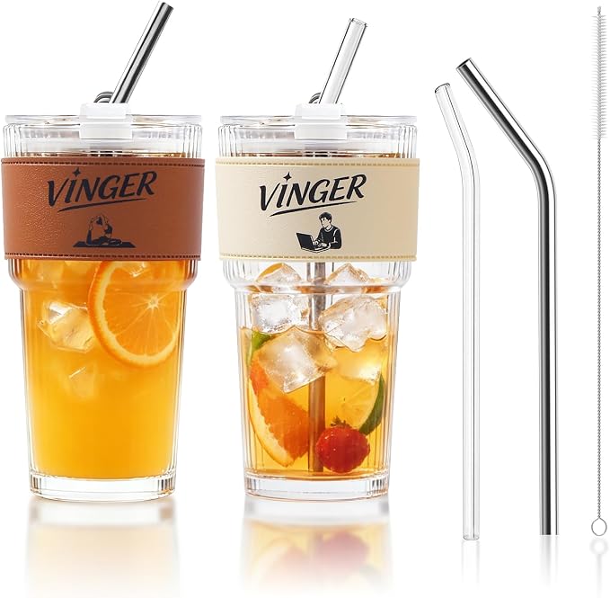 20 oz Ribbed Glass Tumblers by VINGER