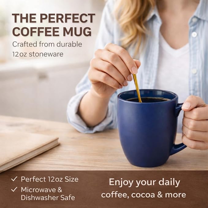 AmorArc 12oz Coffee Mugs Set of 6, Large Ceramic Coffee Mugs - Image 5