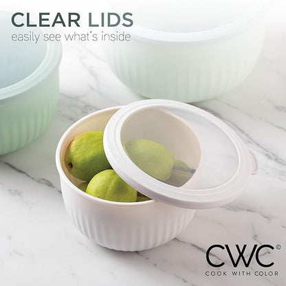 COOK WITH COLOR Prep Bowls with Lids- Wide and Deep Nesting Plastic Small Mixing Bowl Set with Lids, 12 Piece Set - Deep Bowls, Mint
