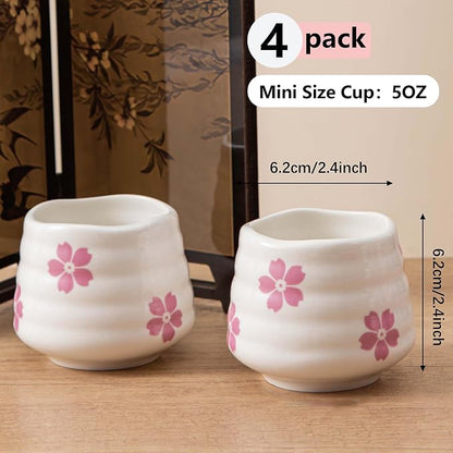 4pcs Japanese Tea Cup Set – Mini Size Cup 5OZ Ceramic Matcha Cup, Handless - Image 6