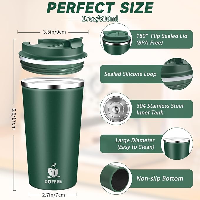 Insulated Travel Coffee Mug Reusable Coffee Tumbler Cup - Image 2
