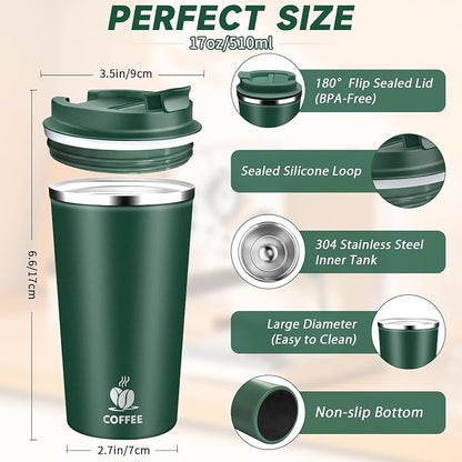 Insulated Travel Coffee Mug Reusable Coffee Tumbler Cup - Image 2