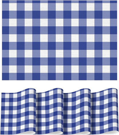 Artoid Mode Buffalo Plaid Vinyl Placemats Set of 4, 12x18 Inch Washable Non-Slip Heat Resistant Plastic Place Mats for Party Dining Table, Naxy Blue/White