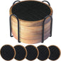 Coasters for Drinks Absorbent 5 Pack, Coasters for Coffee Table with Holder, Non-Slip, Non-Stick, Suit for Kinds of Cups 4.3 inch Black