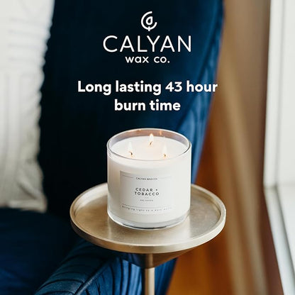 Calyan Wax Co. Apples & Maple Bourbon 3 Wick Scented Candle - 43 Hour Burn - Luxury 3 Wick Soy Candles - Non Toxic Soy Wax Candles - Long Lasting Large Glass Jar Candle for Home - 14.9oz