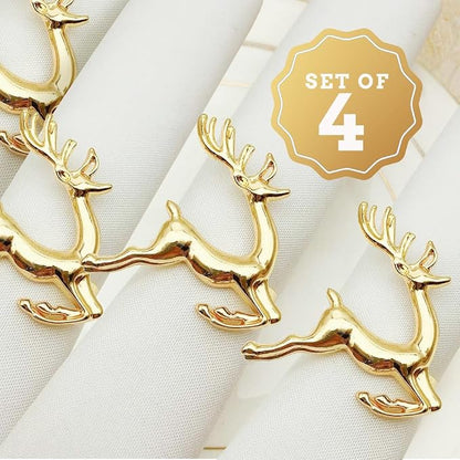 Gold Reindeer Napkin Rings Set of 4 - Image 2