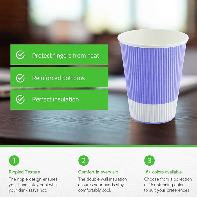 12 oz Light Purple Paper Coffee Cup - Image 3
