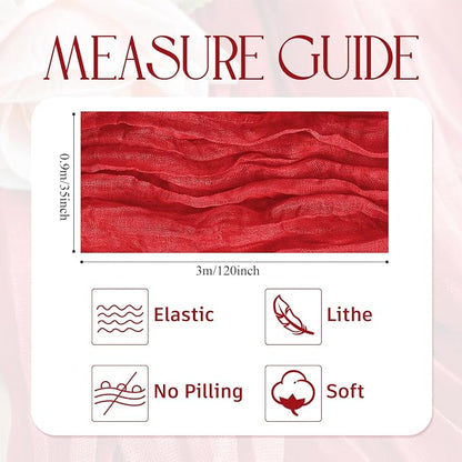 Cheesecloth Table Runner Red 10FT Boho Gauze Runner, 2 Pack | 120 Inch Cheese - Image 2