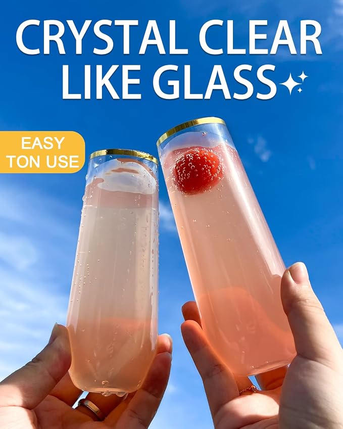 Maaacute 24 Pack Plastic Champagne Flutes, 9 Oz Disposable Mimosa Glasses | - Image 6