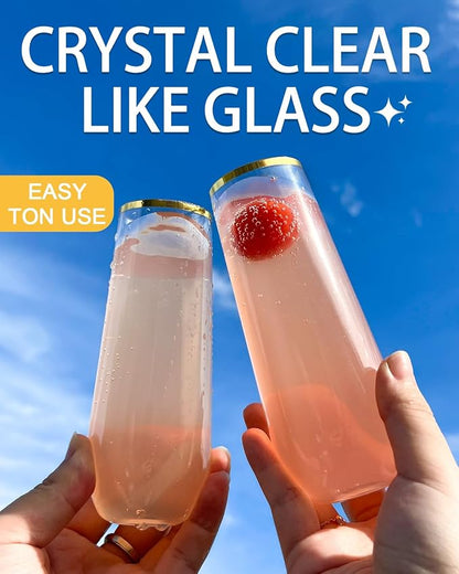 Maaacute 24 Pack Plastic Champagne Flutes, 9 Oz Disposable Mimosa Glasses | - Image 6
