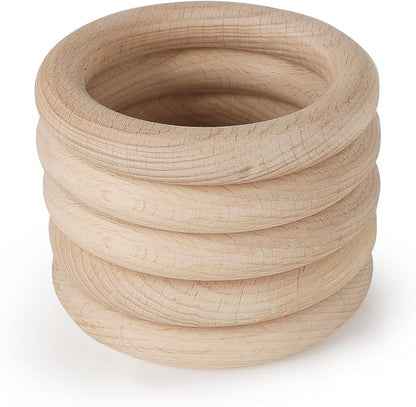 FoDau770 5pcs Natural Beech Wooden Rings, Unfinished Solid Wood Rings Heavy by FoDau770