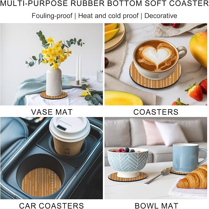 Vintage Simple Coasters Set of 4, Absorbent Coasters - Image 6