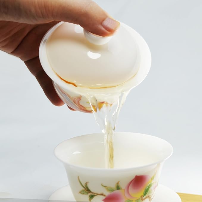 Liang baobao Ice Jade White Porcelain Gaiwan, 5oz Teacup Suet-fat Jade - Image 2