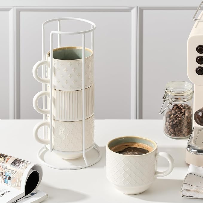 JIEMEI HOME Large Ceramic Coffee Mug Set of 4 - Image 8