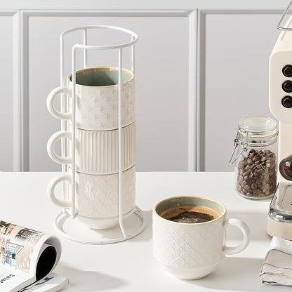 JIEMEI HOME Large Ceramic Coffee Mug Set of 4 - Image 8