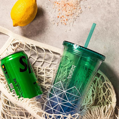 bzyoo 24oz Plastic Tumbler Cup, Lid & Straw, Iced Coffee, Spidy Blue - Image 7