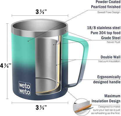 WETOWETO 14 oz Coffee Mug Set, Vacuum Insulated Camping Mug - Image 3