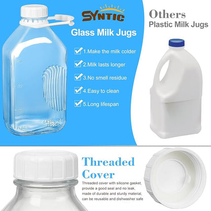 Syntic 3 Pack 64 Oz Glass Milk Bottles - Image 3