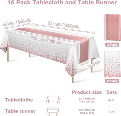 Disposable Plastic Tablecloth And Satin Table Runner Set - Image 2