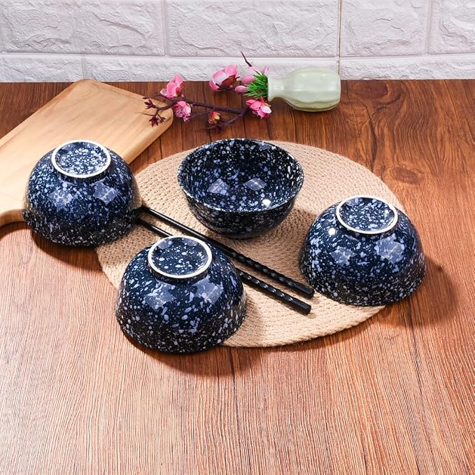 Japanese Bowl Set of 4 Ceramic Rice Bowls 4.5 Inch Speckled Glaze Snack Bowls - Image 5
